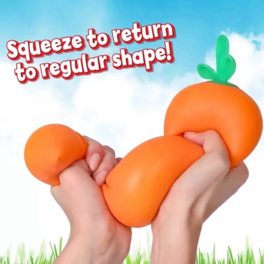 Kids Orange Carrot Squeeze Toy - Stress Relief Plush